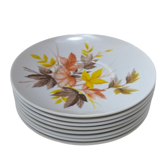 Park Avenue Other - 8 VTG Park Avenue Melamine MELMAC 6" Plates Orange Yellow Fall Leaves MCM PG5